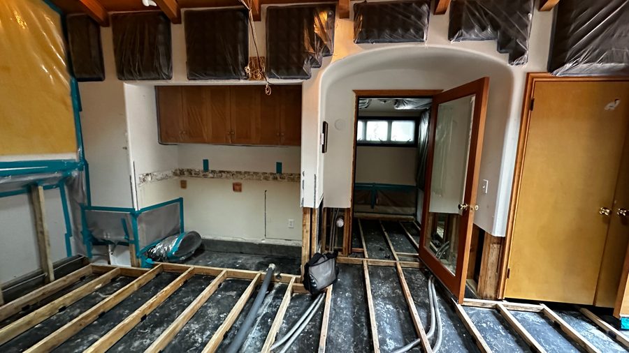 The floor being rebuilt