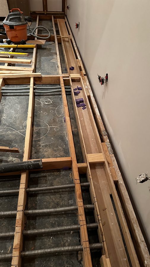 Cable runs inside the floor