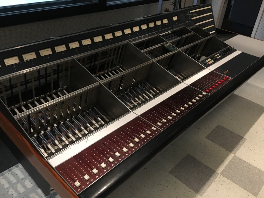 The console frame in place with the modules out